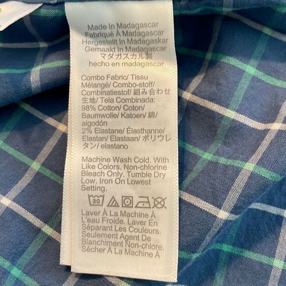J. Crew Slim Flex Washed Plaid Button Down Shirt Blue Green White Long Sleeve L - Picture 7 of 10